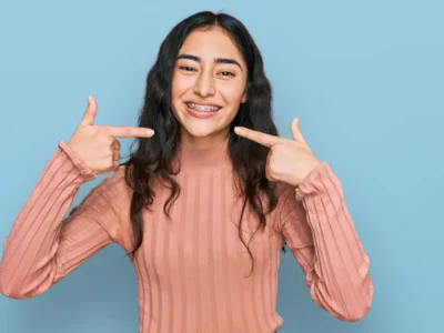 woman wearing dental braces bakersfield